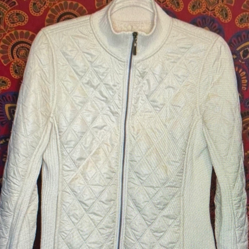 Prana Women's Quilted Zip Jacket in Ivory Cream